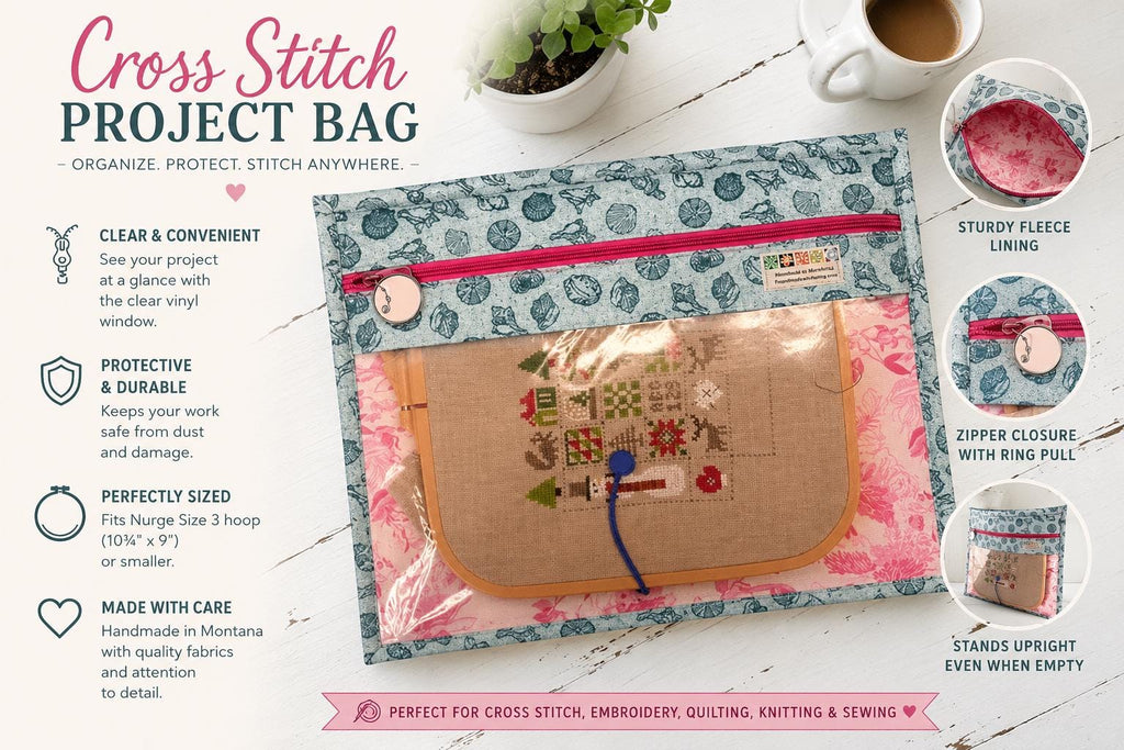 Cross Stitch Project Bag - Ocean Shells - Standard size