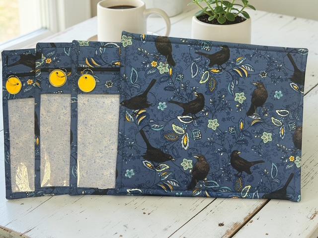 Cross Stitch Project Bag - Black Bird - Standard Bag
