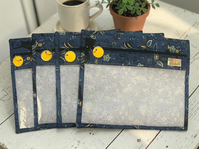 Cross Stitch Project Bag - Black Bird - Standard Bag