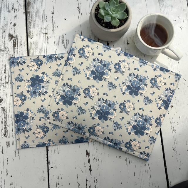 Cross Stitch Project Bag - Blue Vintage Floral - Standard Bag