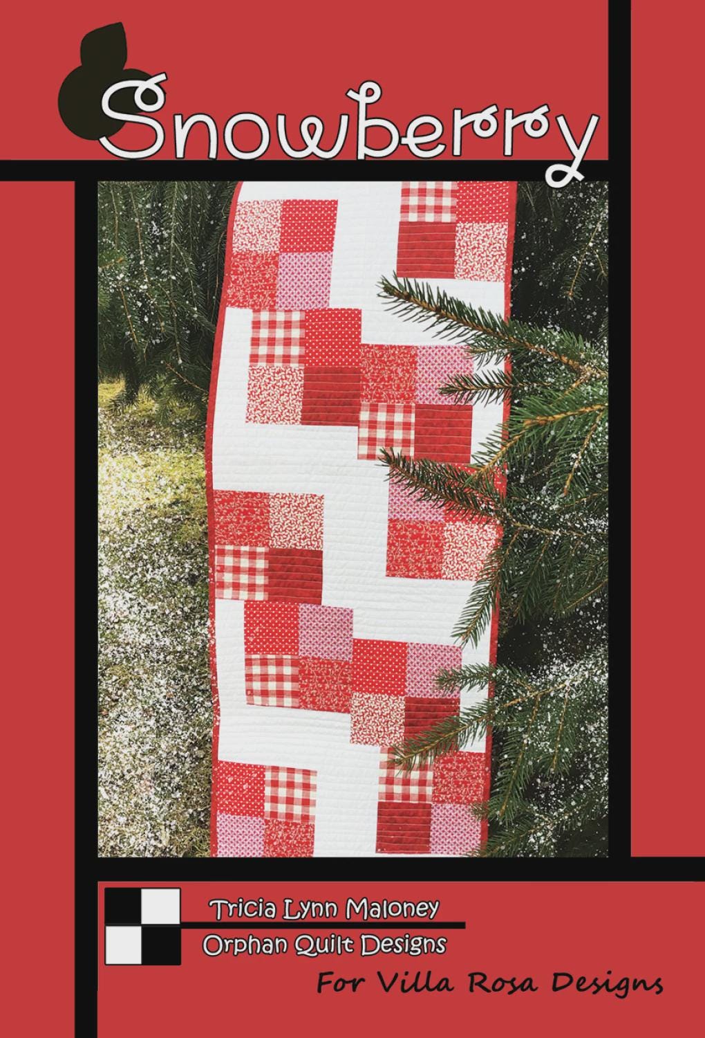 Snowberry Quilt Pattern - Modern Christmas Table Runner Quilt - Villa Rosa Designs - easy beginner