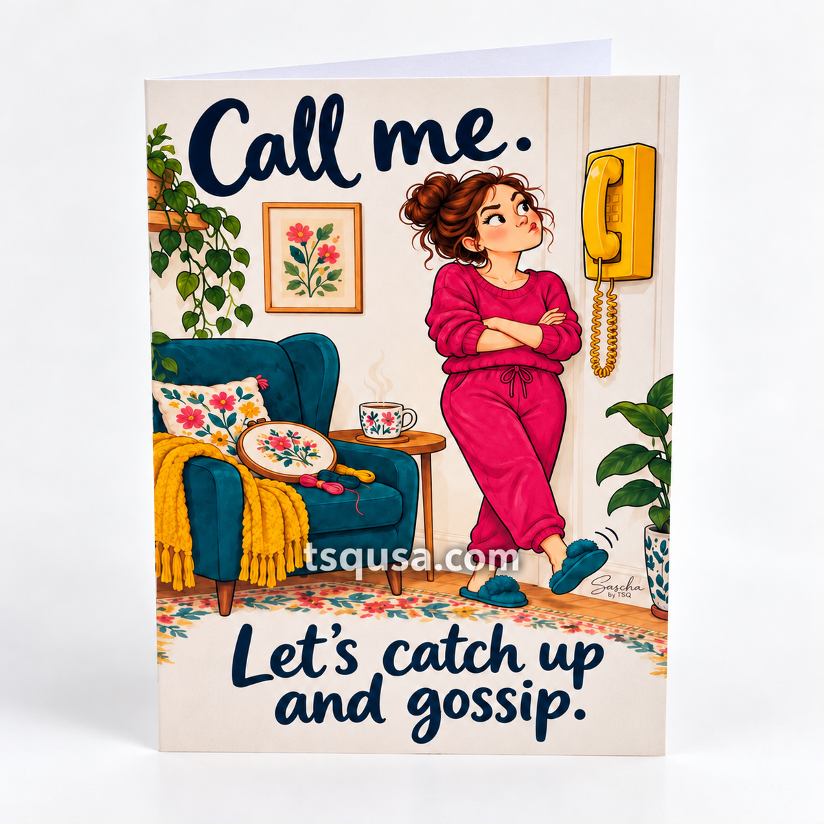 Set of 5 funny illustrated greeting cards standing on a white background, all designs by Sascha by TSQ — view 7