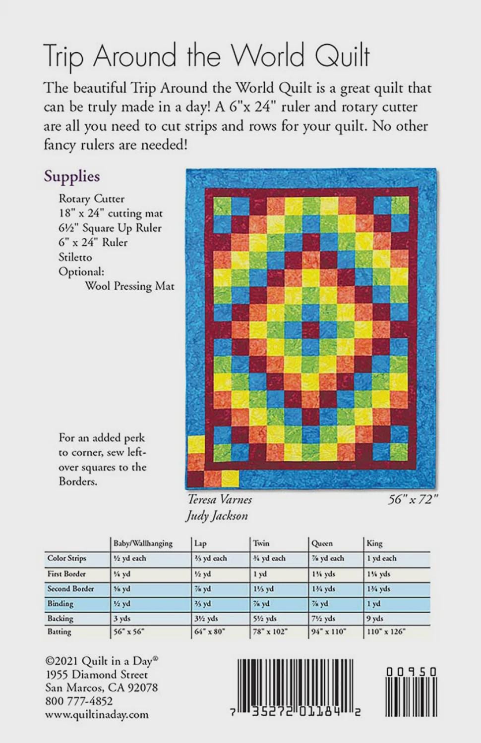 Eleanor Burns Trip around the world Quilt Pattern – Rotary Cutting easy beginner friendly strip