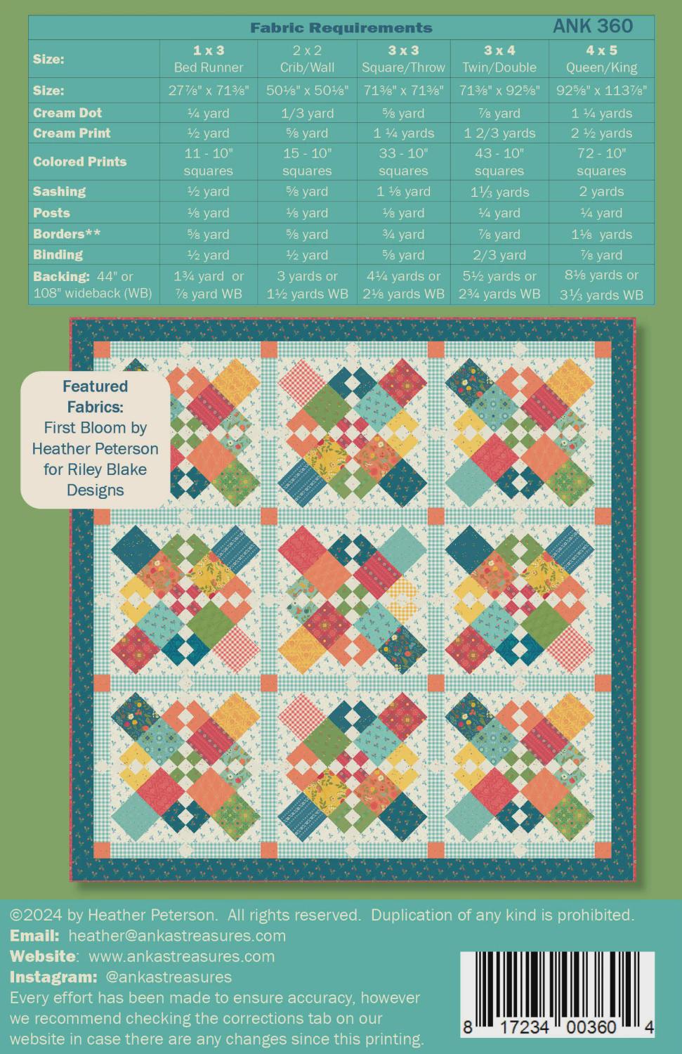 Ankas Treasures - Chain Letter Quilt Pattern - in 5 sizes - Modern - Scrappy Patchwork