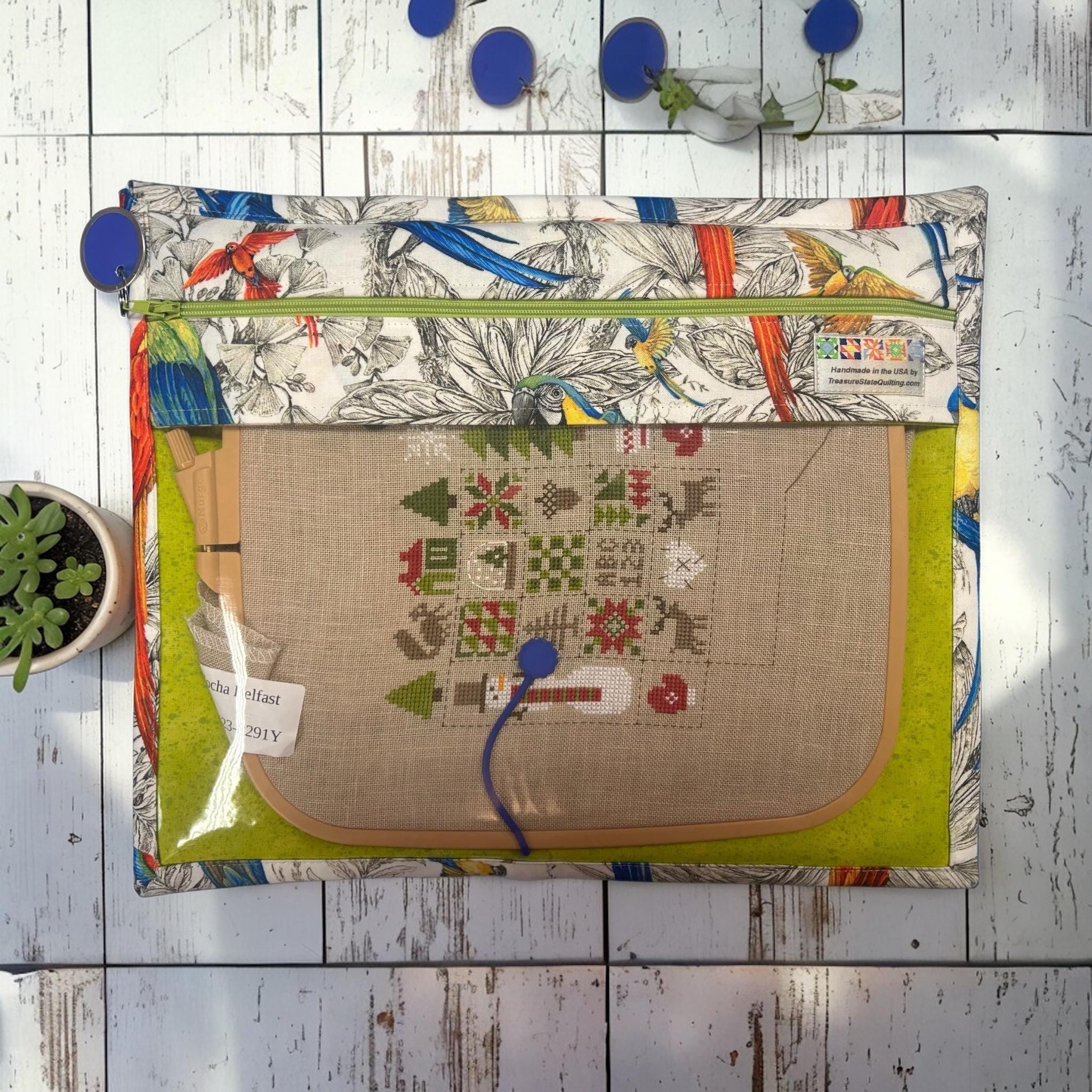 Cross Stitch Project Bag - Macaw Bird - Standard Bag