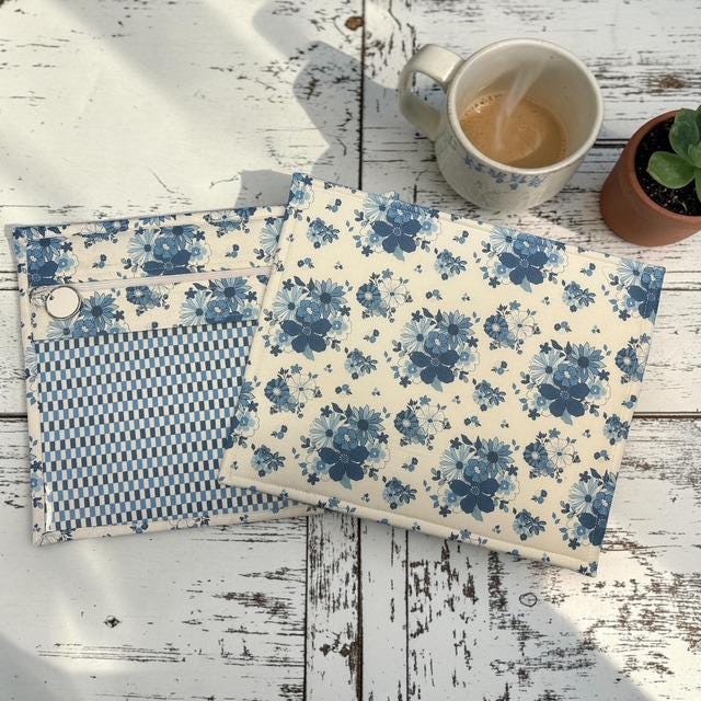 Cross Stitch Project Bag - Blue Vintage Floral - Standard Bag