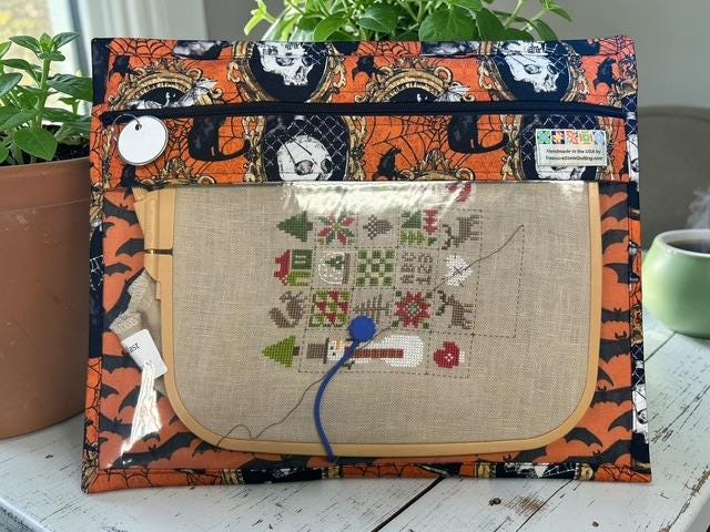 Cross Stitch Project Bag - Halloween Skulls - Standard Bag