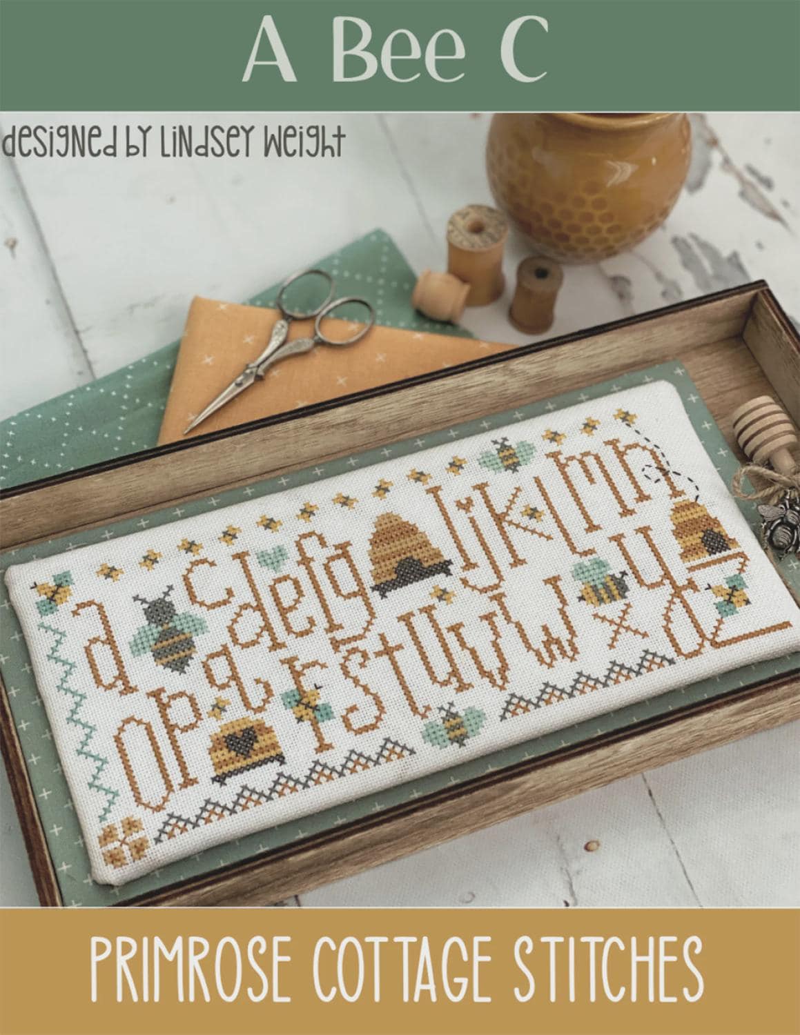 A Bee C Cross Stitch Pattern | Primrose Cottage Stitches | Printed Paper Chart | Bee Sampler | Farmhouse Decor | Confident Beginner