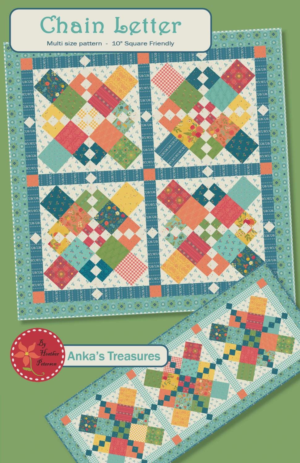 Ankas Treasures - Chain Letter Quilt Pattern - in 5 sizes - Modern - Scrappy Patchwork