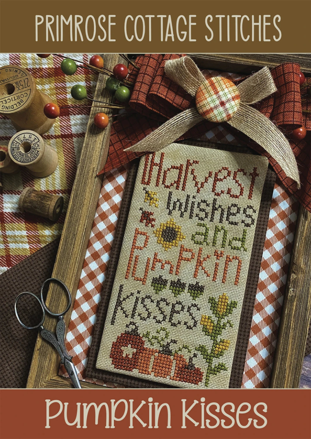 Pumpkin Kisses Cross Stitch Pattern | Primrose Cottage Stitches | Printed Paper Chart | Fall Cross Stitch | Pumpkin Pillow Pattern