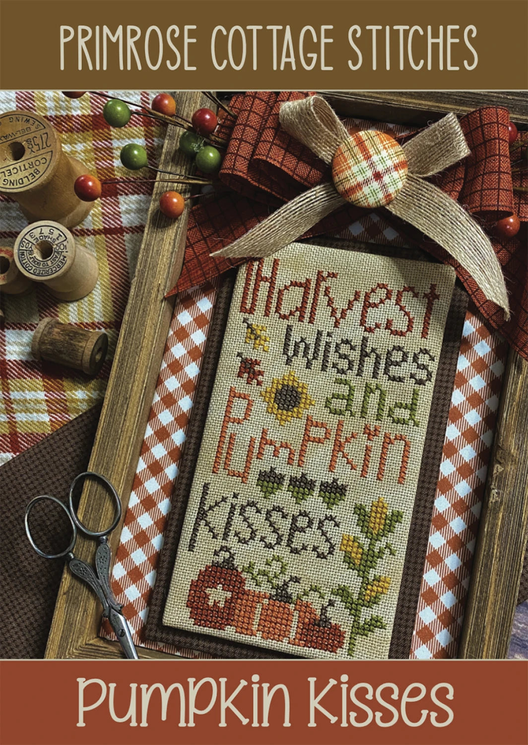 Pumpkin Kisses Cross Stitch Pattern | Primrose Cottage Stitches | Printed Paper Chart | Fall Cross Stitch | Pumpkin Pillow Pattern