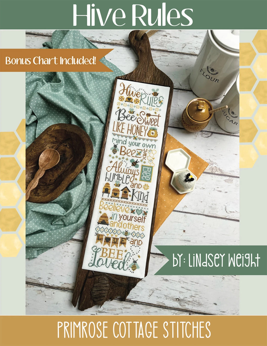 Hive Rules Cross Stitch Pattern | Primrose Cottage Stitches | Printed Paper Chart | Bee Honey Sampler | Confident Beginner