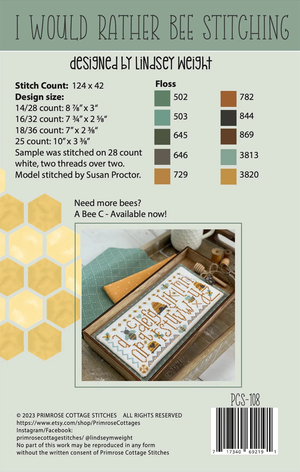 I would rather bee stitching Cross Stitch Pattern | Primrose Cottage Stitches | Printed Paper Chart | Bee Sampler | Farmhouse Decor | Confident Beginner