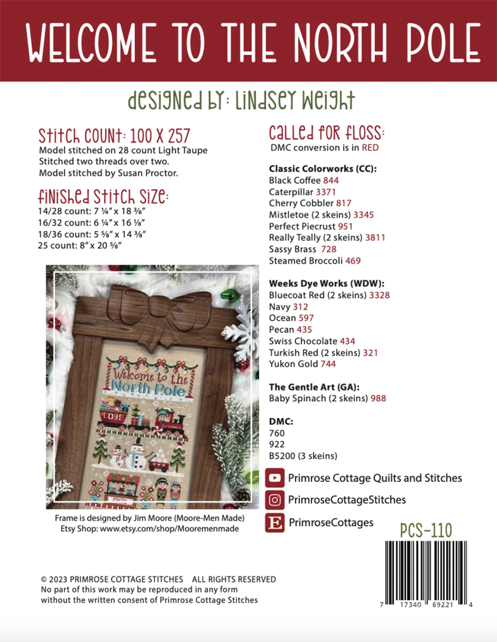 Welcome to the North Pole Cross Stitch Pattern | Primrose Cottage Stitches | Printed Paper Chart | Winter Sampler | Confident Beginner