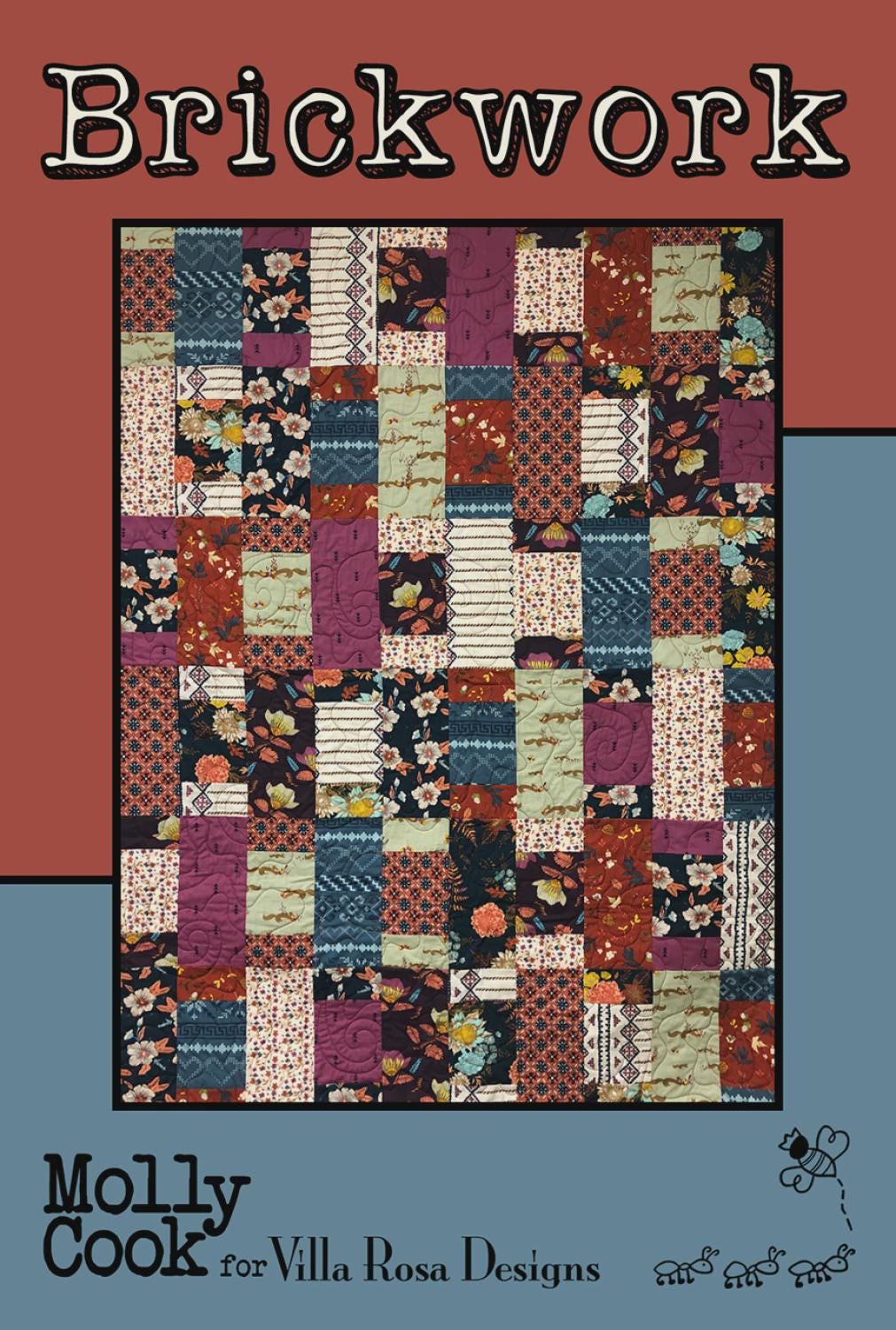 Brickwork Quilt Pattern – Scrappy Patchwork Lap Quilt by Villa Rosa Designs