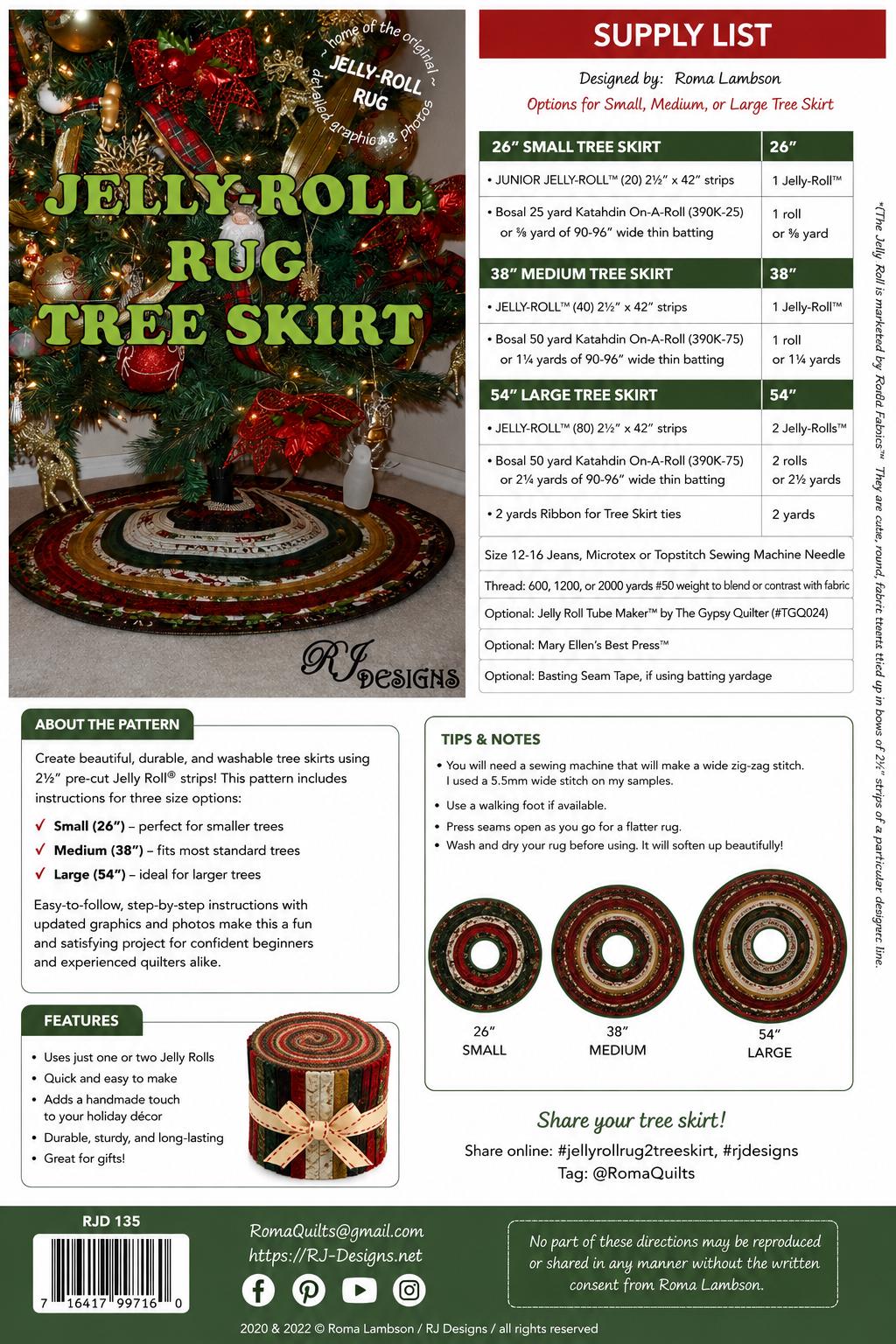 RJ designs - Jelly Roll Rug Tree Skirt - 3 sizes