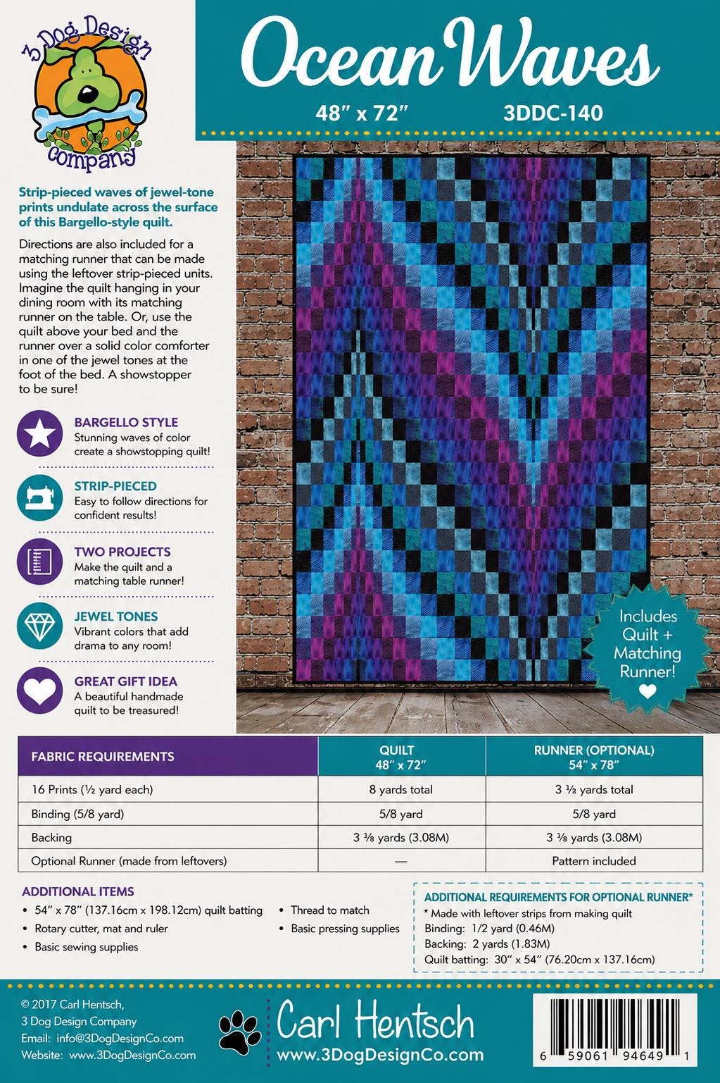 Carl Hentsch - Ocean Waves ( Bargello ) Quilt Pattern