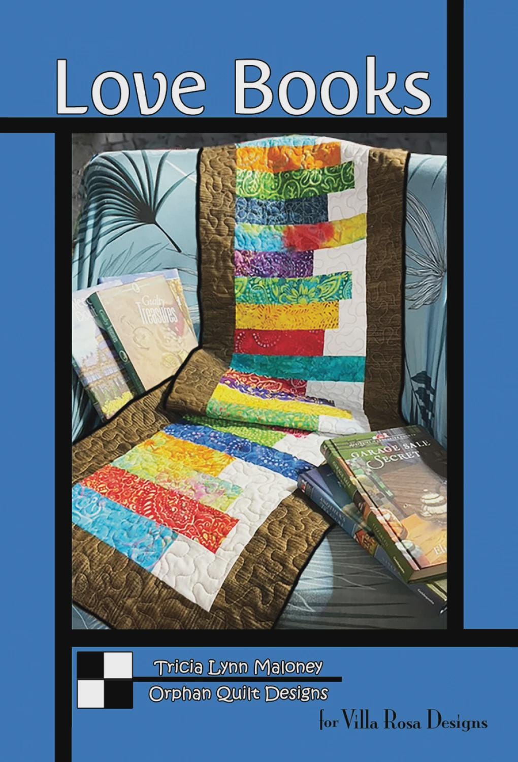 Love Books Quilt Pattern - Book Lover Table Runner Quilt - Villa Rosa Designs - easy beginner