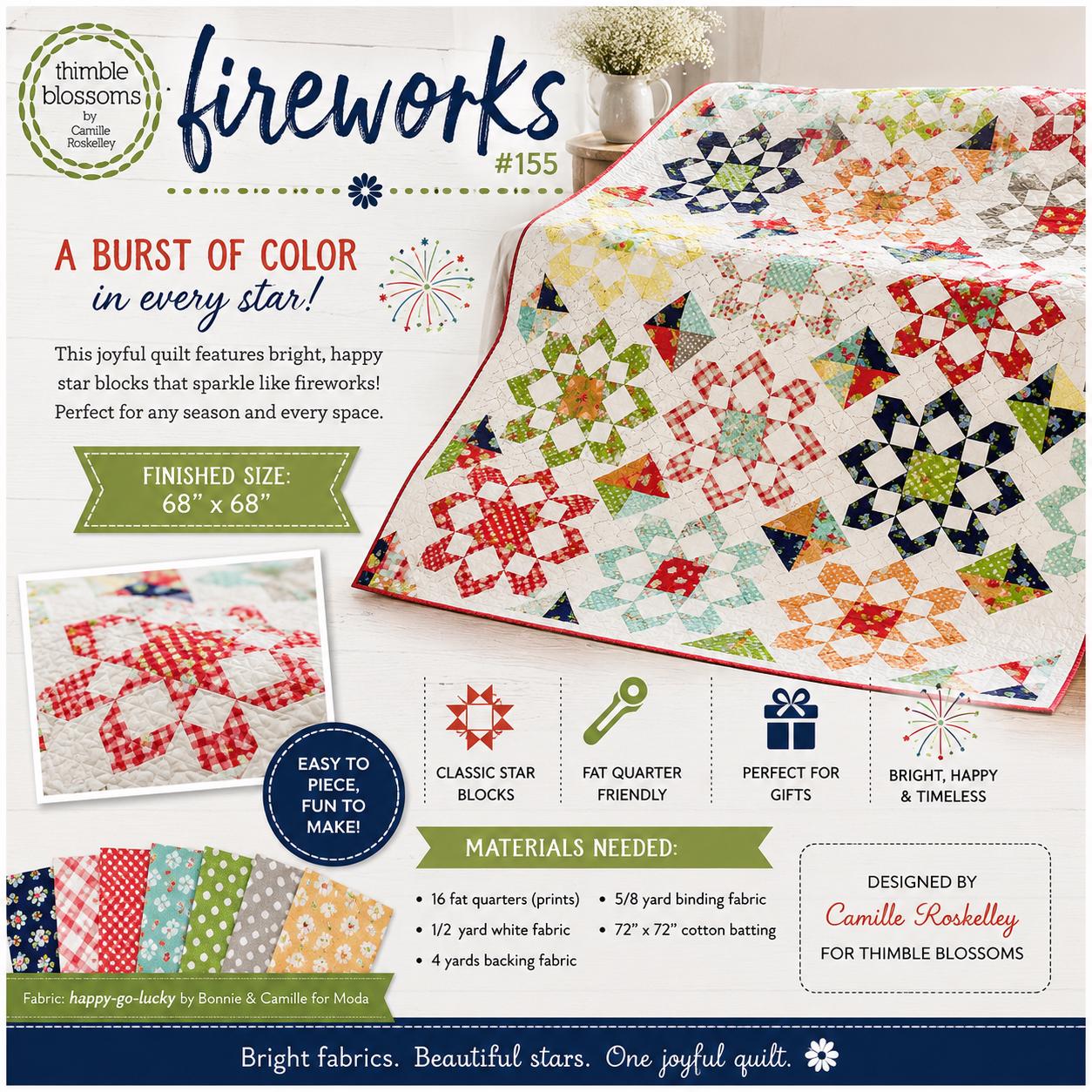 Thimble Blossoms - Camille Roskelly - Fireworks Quilt pattern #155 chart