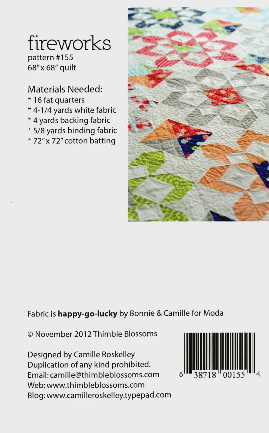 Thimble Blossoms - Camille Roskelly - Fireworks Quilt pattern #155 chart