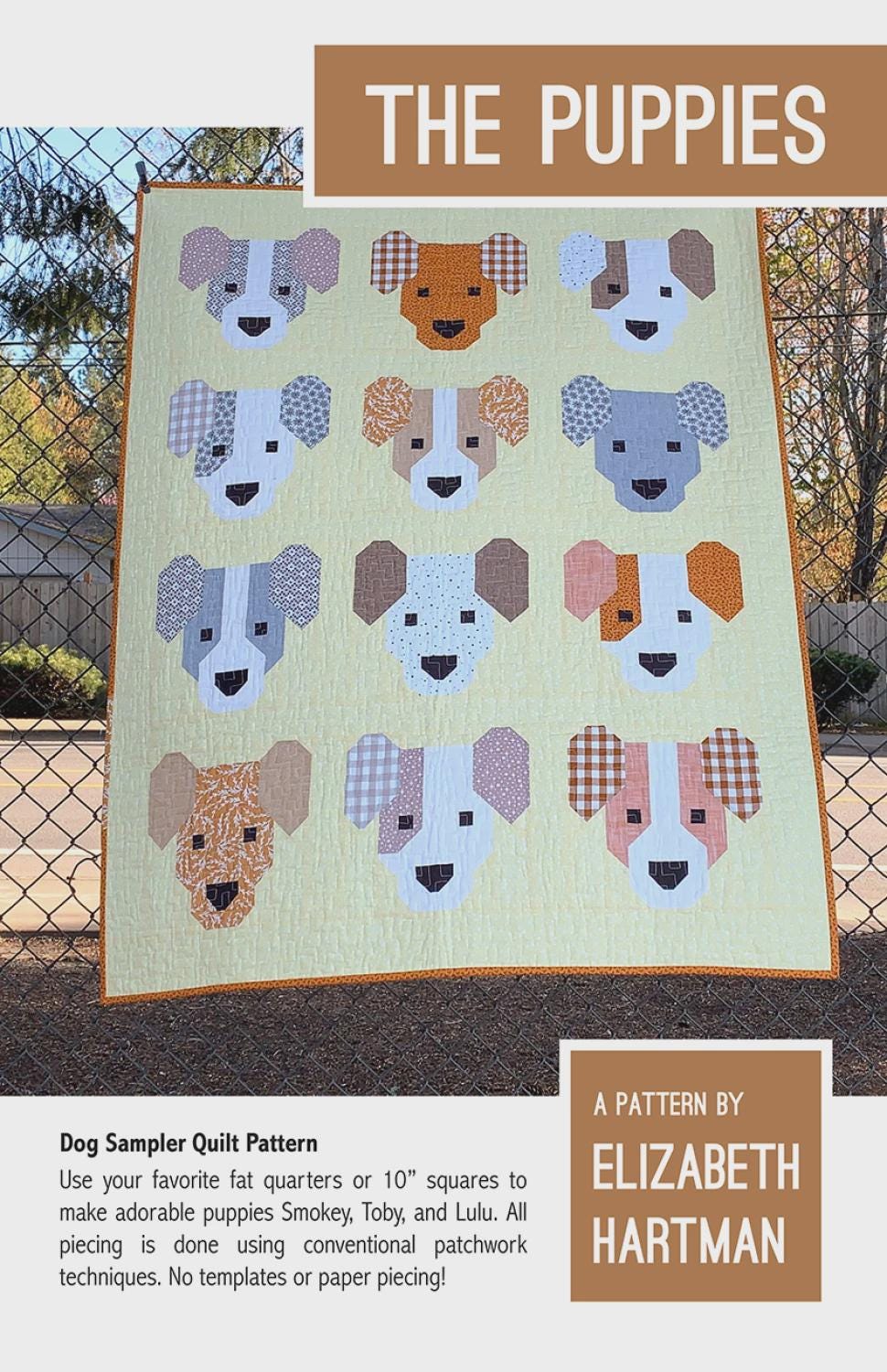 Elizabeth Hartman - The Puppies quilt - Quilt pattern EH 066 chart - NEW - 3 sizes - Modern - dog - Puppies