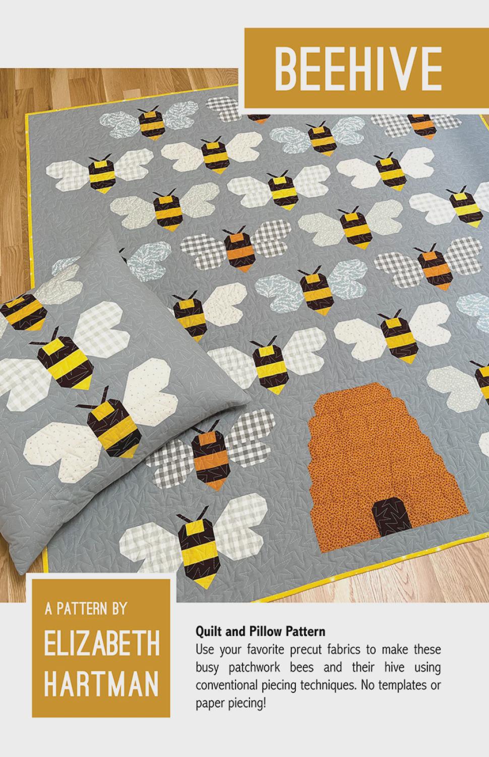 Elizabeth Hartman - Beehive quilt - Quilt pattern EH 044 chart - 3 sizes - Modern - beehive - bees - bee