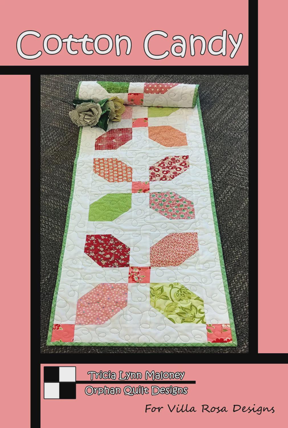 Cotton Candy Quilt Pattern - Sweet Colorful Table Runner Quilt - Villa Rosa Designs - easy beginner