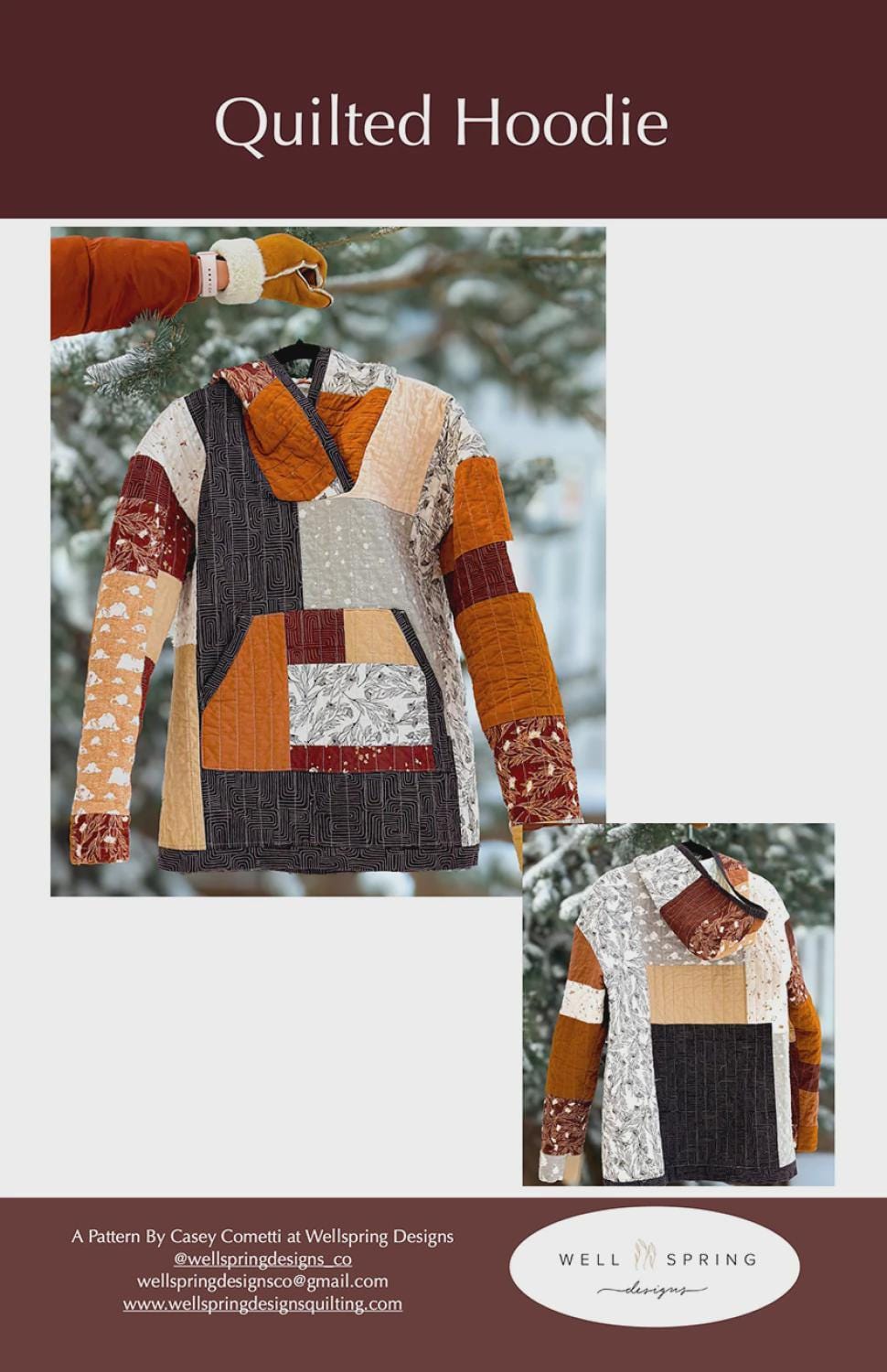 Quilted Hoodie Quilt Pattern - Well Spring - Casey Cometti - Patchwork Sewing Pattern