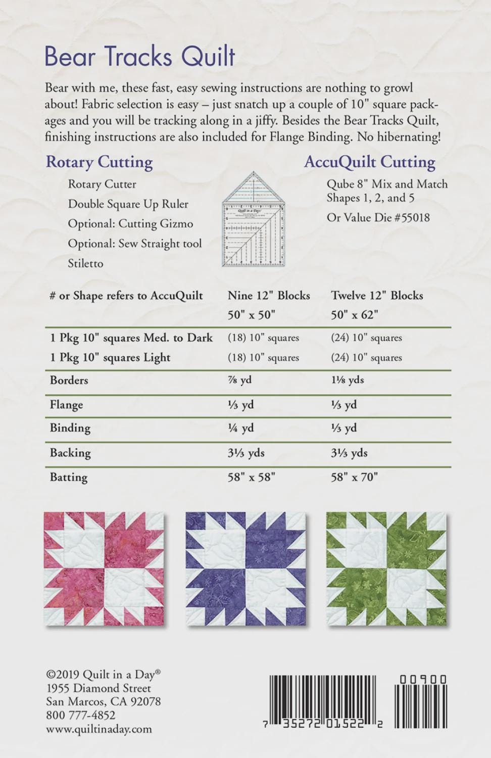 Quilt in a day - Eleanor Burns - Bear Tracks Quilt Pattern - Easy