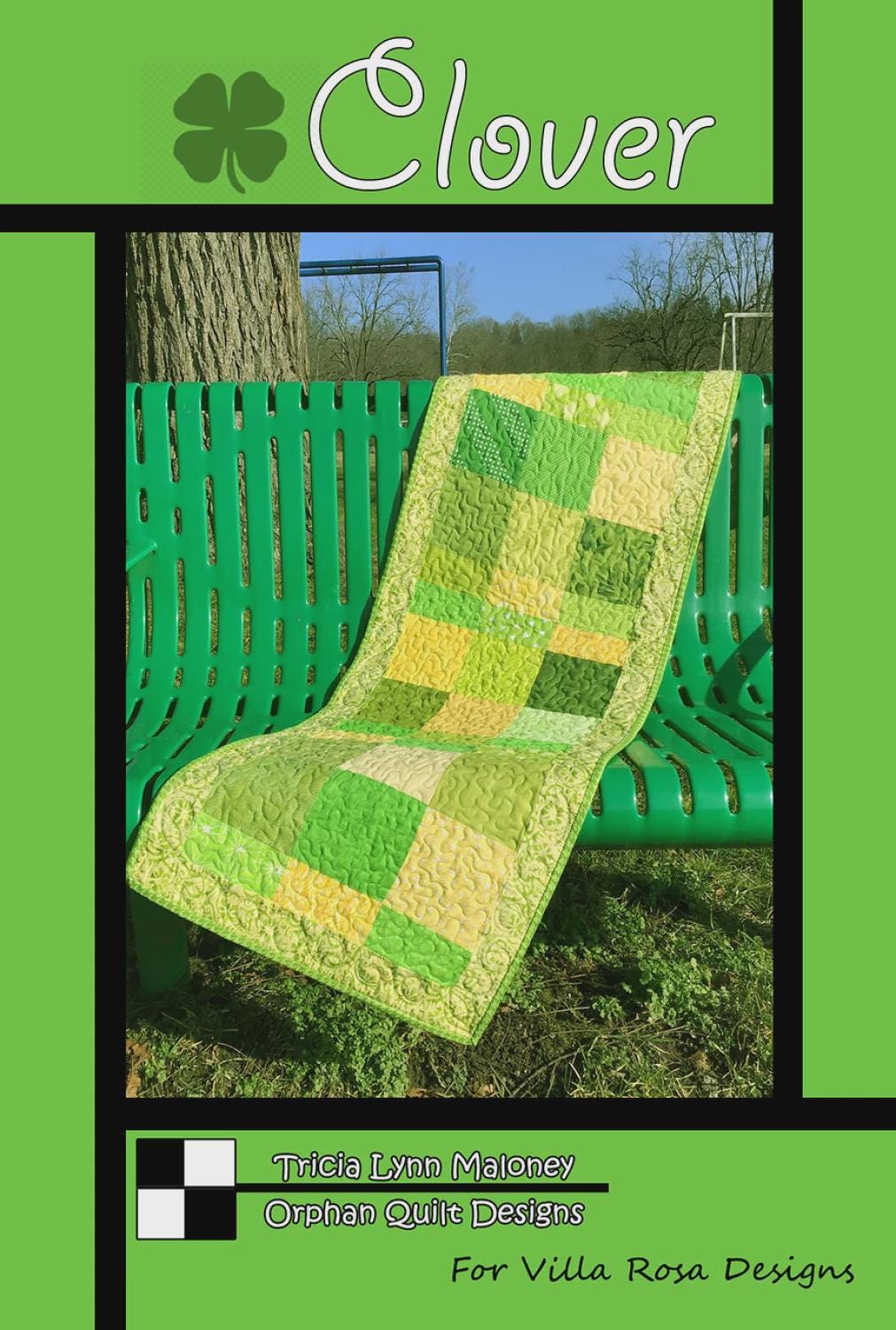 Clover Quilt Pattern - St Patricks Day Table Runner Quilt - Villa Rosa Designs - easy beginner