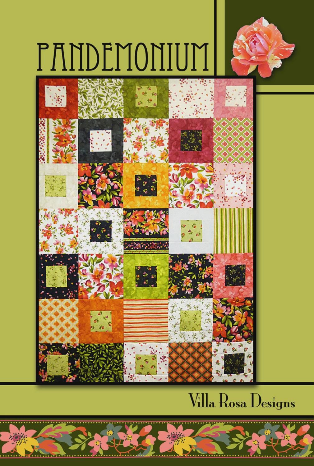 Pandemonium Quilt Pattern - Modern Sampler Quilt - Villa Rosa Designs - easy beginner - Stash busting