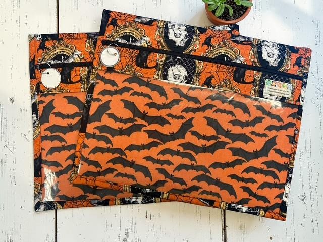 Cross Stitch Project Bag - Halloween Skulls - Standard Bag