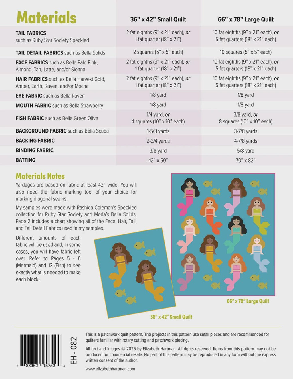Elizabeth Hartman Mermaids Quilt Pattern – Modern Ocean Patchwork (Printed Paper)