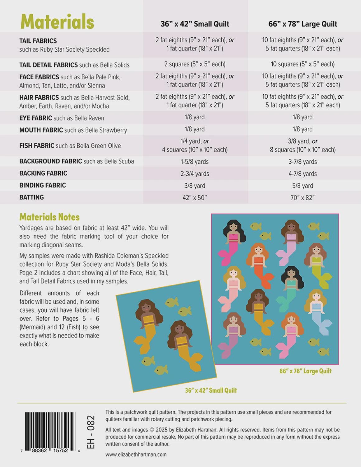 Elizabeth Hartman Mermaids Quilt Pattern – Modern Ocean Patchwork (Printed Paper)