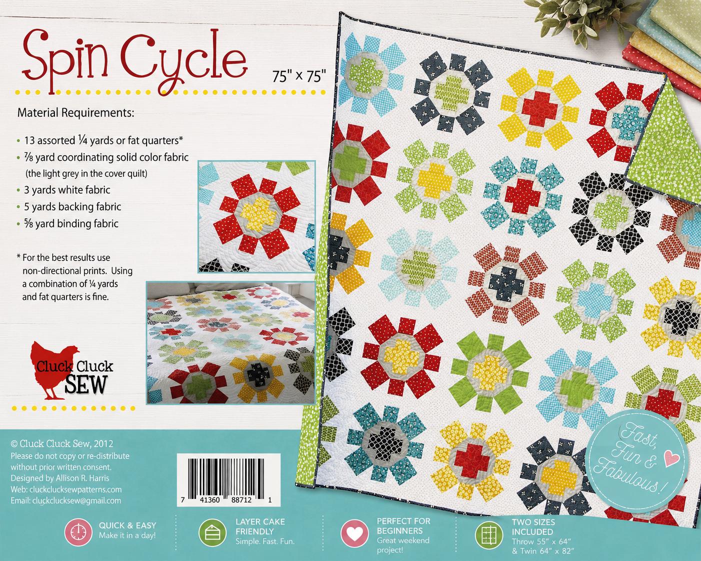 Cluck Cluck Sew - Spin Cycle Quilt Pattern - Fat Quarter friendly