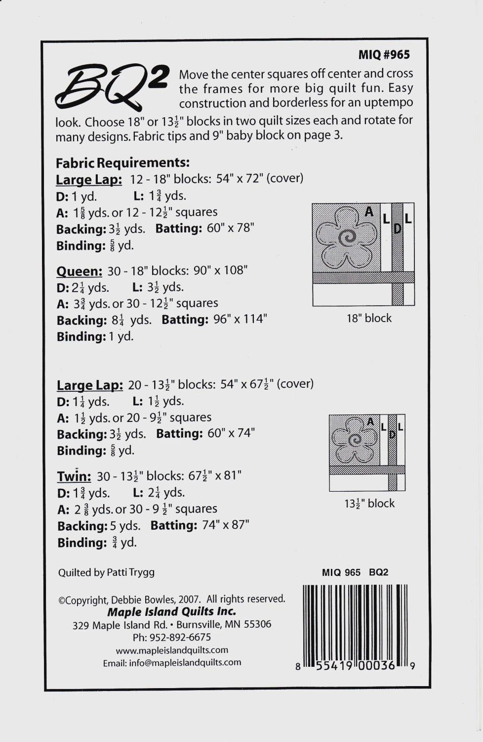 Maple Island Quilts - BQ2 - Quilt Pattern - 5 sizes