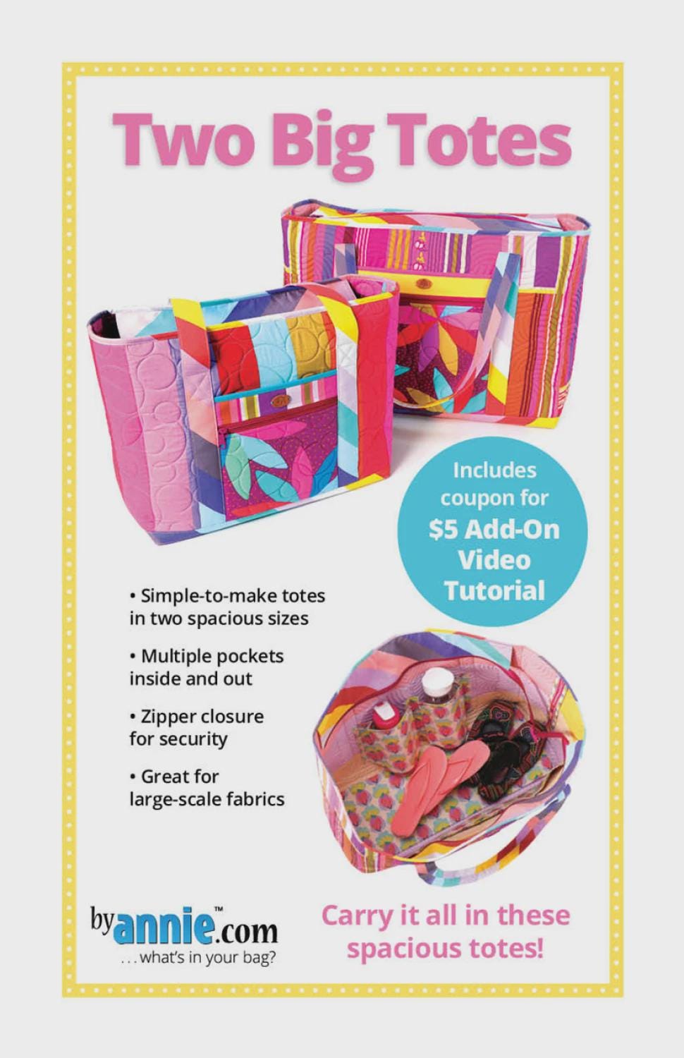 By Annie - Two Big Totes - Sewing Pattern - Bag