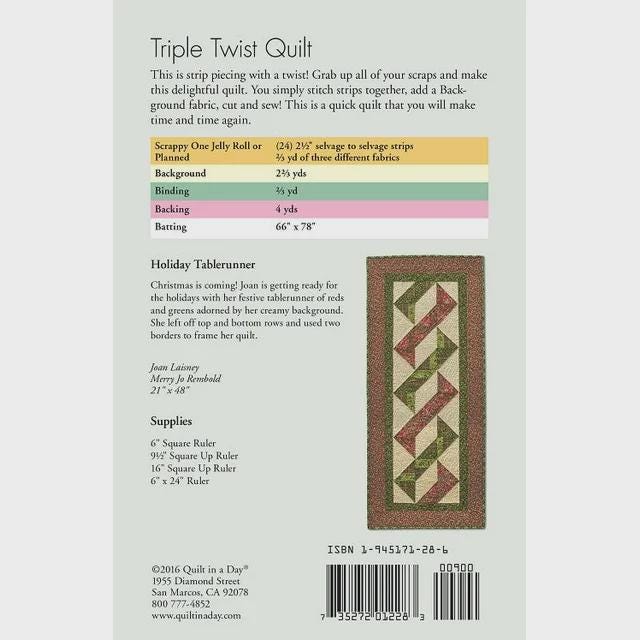 Quilt in a day - Eleanor Burns - Triple Twist Quilt Pattern - Easy - Jelly roll friendly
