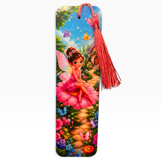 Fairy garden laminated bookmark with tassel, original whimsical artwork by Sascha by TSQ — view 11