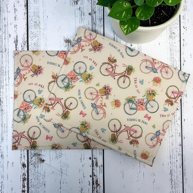 Cross Stitch Project Bag - Bicycle Flower Basket Spring Summer - Standard Bag