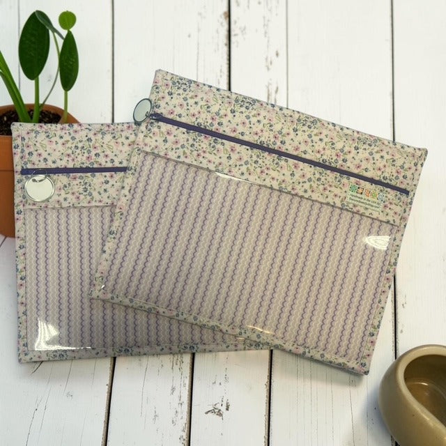 Cross Stitch Project Bag - Riley Blake - Soft Florals Mini Roses Pink Purple - Standard Bag