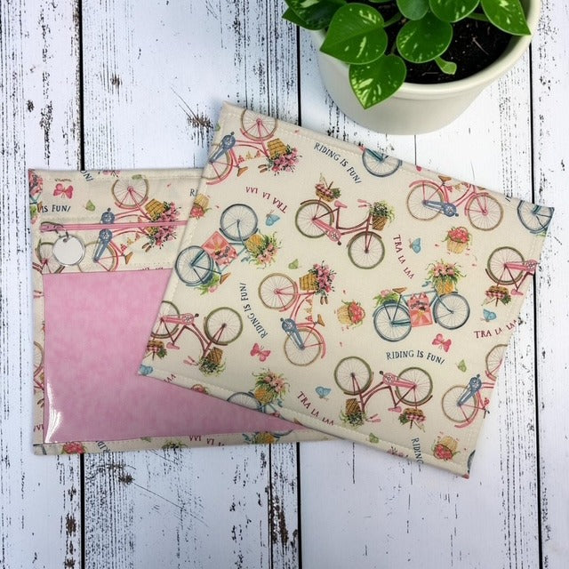 Cross Stitch Project Bag - Bicycle Flower Basket Spring Summer - Standard Bag