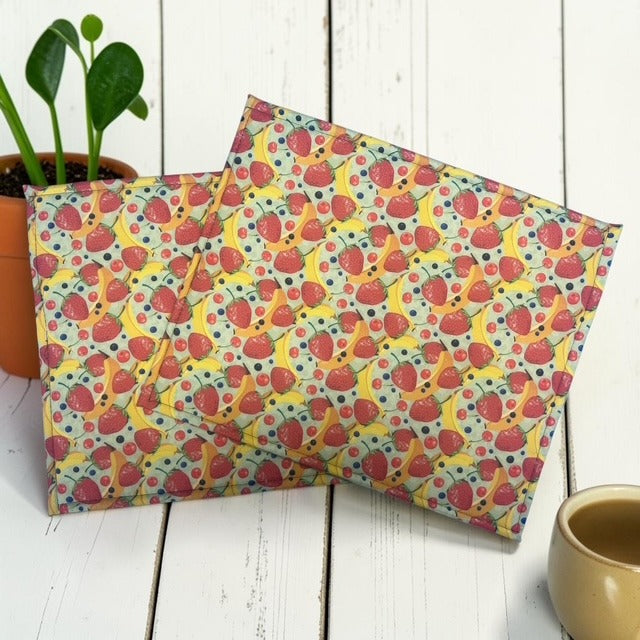 Cross Stitch Project Bag - Summer Fruit Banana Strawberry - Standard Bag