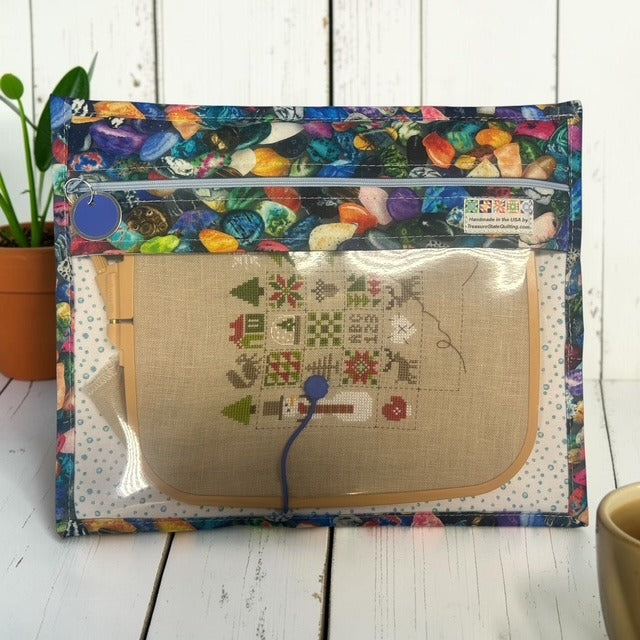 Cross Stitch Project Bag - Colorful Rocks Gemstones River Rocks - Standard Bag