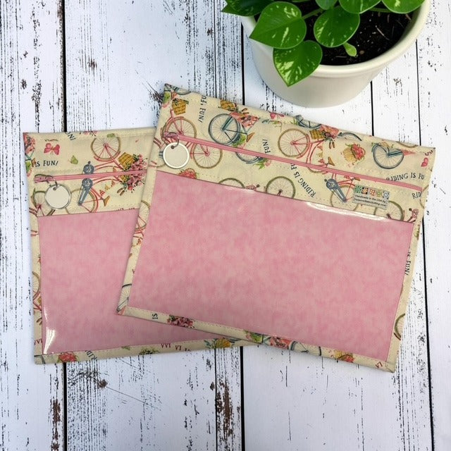 Cross Stitch Project Bag - Bicycle Flower Basket Spring Summer - Standard Bag