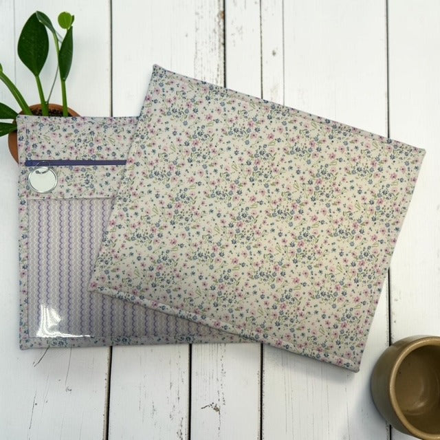 Cross Stitch Project Bag - Riley Blake - Soft Florals Mini Roses Pink Purple - Standard Bag