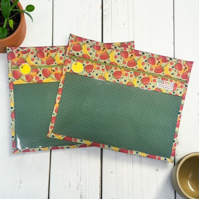 Cross Stitch Project Bag - Summer Fruit Banana Strawberry - Standard Bag
