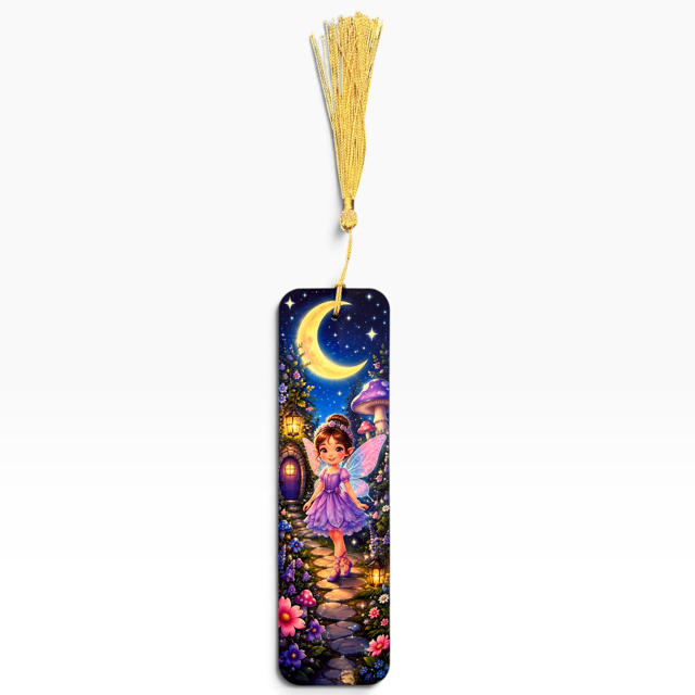 Fairy garden laminated bookmark with tassel, original whimsical artwork by Sascha by TSQ — view 5