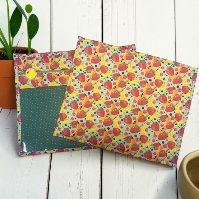 Cross Stitch Project Bag - Summer Fruit Banana Strawberry - Standard Bag
