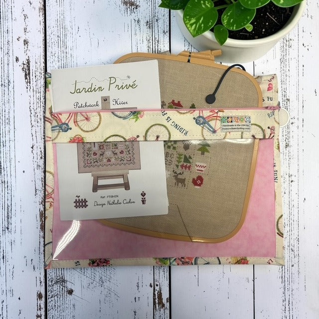 Cross Stitch Project Bag - Bicycle Flower Basket Spring Summer - Standard Bag